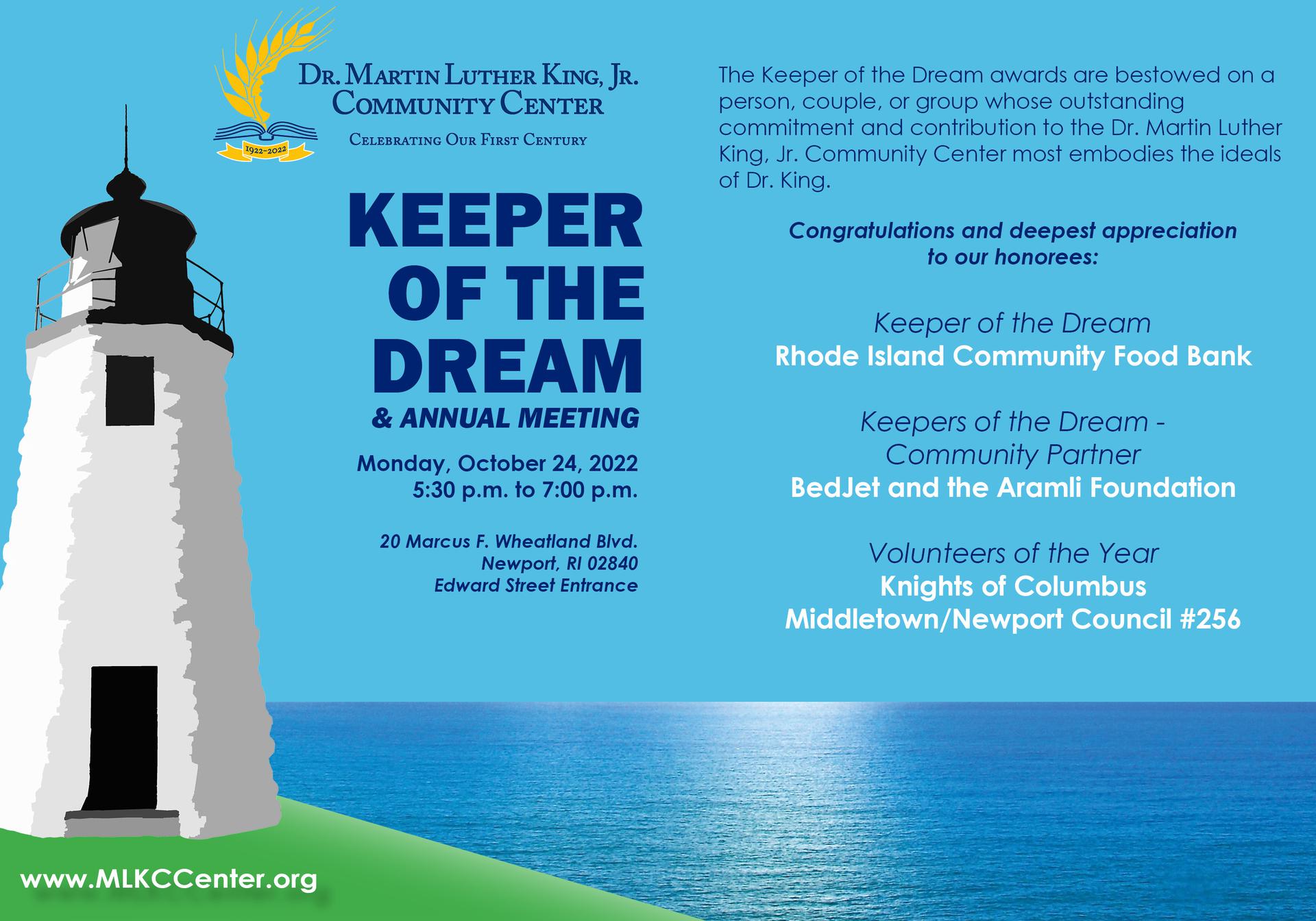 Keeper of the Dream and Annual Meeting Invite