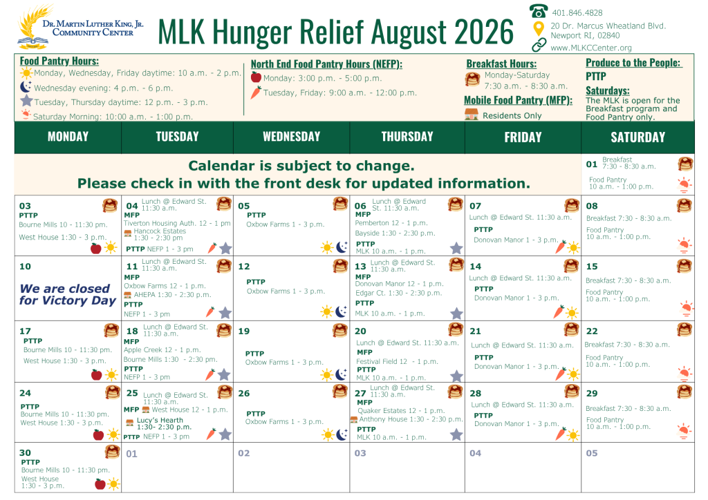Hunger August 2026 English Calendar