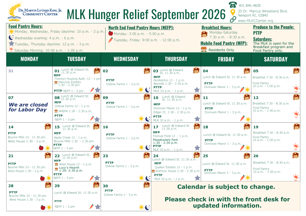 Hunger Sept. 2026 English Calendar