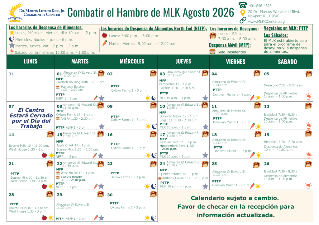 Sept. 2026 Hambre Spanish Calendar