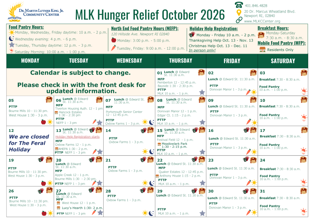 Hunger Oct. 2026 English Calendar