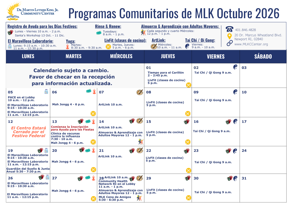 Oct. Communidad 2026 Spanish Calendar